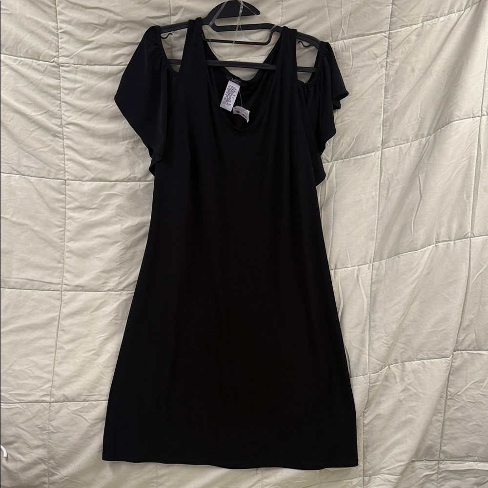 MSK Black Cold Shoulder Midi Dress